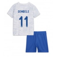 Frankrike Ousmane Dembele #11 Bortedraktsett Barn VM 2022 Kortermet (+ Korte bukser)